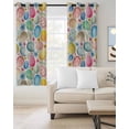 thumbnail image 2 of Easter Blackout Curtains for Bedroom Living Room Darkening Curtains 54 Inch Long Spring Colorful Eggs Flower Leaf Plant Beige Short Curtain for Small Window Treatment Grommet Drapes 52"x54"x2, 2 of 9