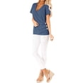 thumbnail image 5 of Women Short Sleeve Crossed Surplice Button Tops, 5 of 5