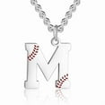 thumbnail image 2 of KKLDOGS Baseball Initial A-Z Letter Necklace for Men Baseball Charm Pendant Stainless Steel Silver Chain 22inch Personalized Baseball Gift for Men, 2 of 10