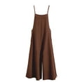 thumbnail image 3 of DYMADE Womens Cotton Linen Wide Leg Loose Jumpsuit with Pockets Plus Size M-5XL, 3 of 3