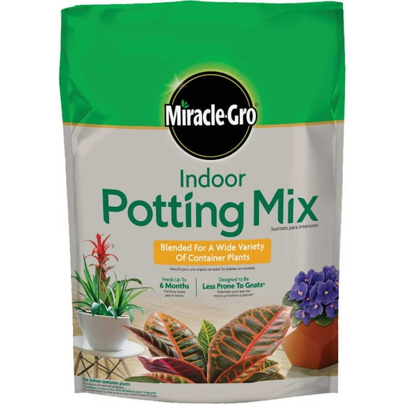 Miracle-Gro Indoor Potting Mix 6 qt., Grows beautiful Houseplants, 2-Pack