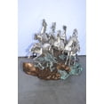 thumbnail image 6 of Nifao Eight Horses Running Bronze Statue Silver Finish – Garden Outdoor Decor Sculpture, 59"L x 20"W x 28"H, 6 of 10