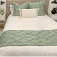thumbnail image 2 of Bed Runner Set 100% Cotton 800 TC 3 Piece Pinch Pleated Bed Runner Set, Decorative Bed Scarf, 3 Pinch Pleated Bed Runner Set and 2 Pillow Shams (King Size, Moss), 2 of 4