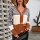 thumbnail image 1 of Puntoco moda mujer Casual cuello pico manga larga otoño suéter cárdigan blusa botón Pullver tops Puntoco Puntoco-6025, 1 of 9
