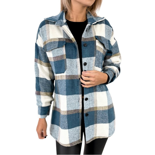 DPTALR Femmes Décontracté Manches Longues Peluche Manteau Long à Simple Boutonnage Hauts Blouse Manteau