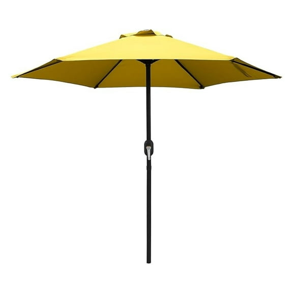 Outdoor Patio Umbrella 7.5ft with Crank, UV Protection, Yellow, 6 Ribs