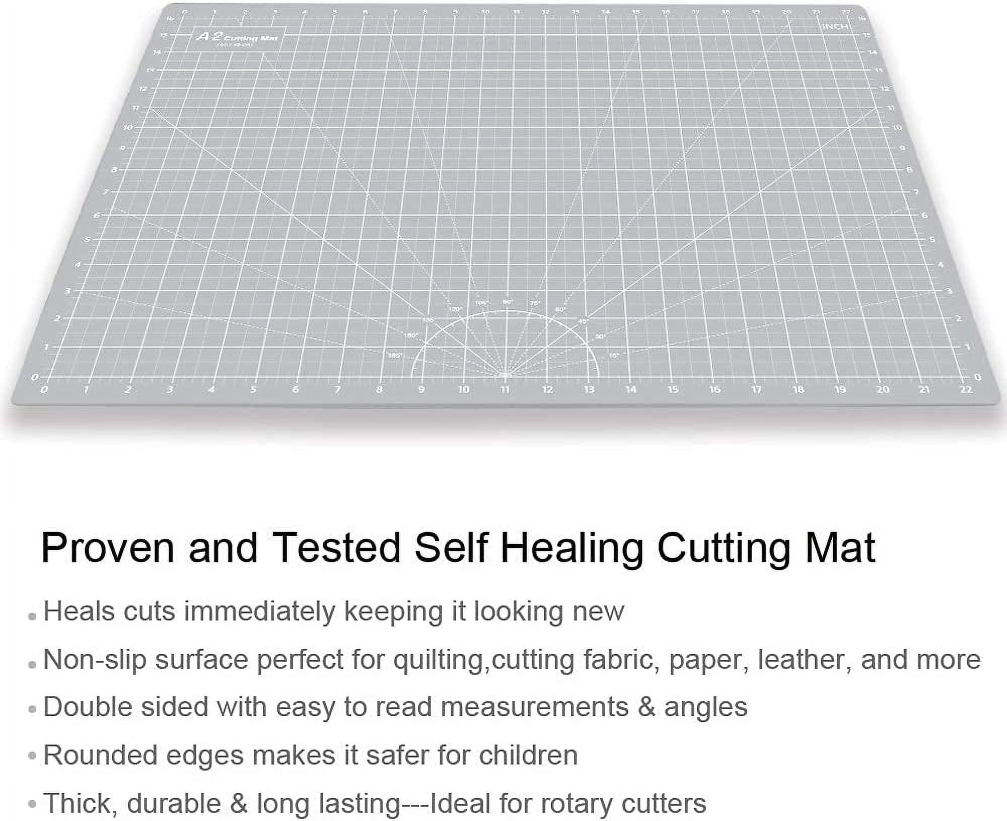 18" x 24" Thickened Self Healing Cutting Mat, A2 Rotary Cutting Sewing Mat for Crafts, Double Sided 5-Ply Table Cutting Board for Fabric Quilting Leather Arts Hobby Project, Grey/Black