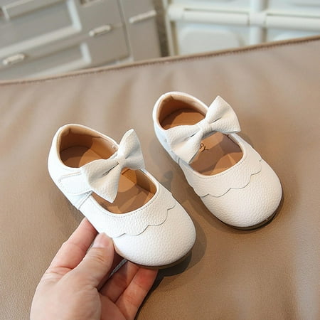 ATOGUTA Girls Formal Shoes White Ballet Shoes Flower Girls Mary Jane Flats Dress Shoes Party Wedding