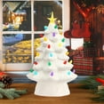 thumbnail image 2 of BinKFF 7.5" Small Ceramic Christmas Tree Tabletop Christmas Tree Lights with 28 Multicolored Lights and 1 Star Toppers for Table Top Desk Classic Series Christmas Decoration, 2 of 9