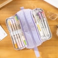 thumbnail image 2 of Estuche grande para bolígrafos, bolsa de almacenamiento con asa, organizador para papelería escolar, 2 of 3