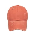 thumbnail image 4 of Toptie Women 3-Stripe Ponytail Baseball Cap Distressed Washed Messy High Bun Ponytail Hat-Orange, 4 of 7