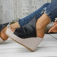 thumbnail image 4 of Style Fashion Summer Womens Fashion Casual Spring And Summer Style Outer Wear Solid Color Fish Mouth Open Toe One-Foot Thick Bottom Wedge Slippers, 4 of 9