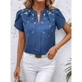 thumbnail image 5 of Womens Summer V Neck Short Sleeve Tops Dressy Elegant Casual Shirts Royal Blue XL, 5 of 7