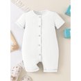 thumbnail image 4 of Elippeo Baby Summer Short Sleeve Romper 1 3 6 9 12 18 Months Solid Color Front Button Newborn Jumpsuit for Toddler Boy Girls Cute Clothes, 4 of 8