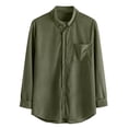 thumbnail image 6 of Spring Tops for Women Mens Shirts with Pockets Men Casual Turndown Long Sleeve Solid Pocket Cardigan Button Down Shirt Men Clothes, 6 of 7
