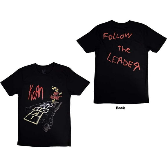 Korn Unisex T-Shirt: Follow The Leader Hopscotch (Back Print) (Small)