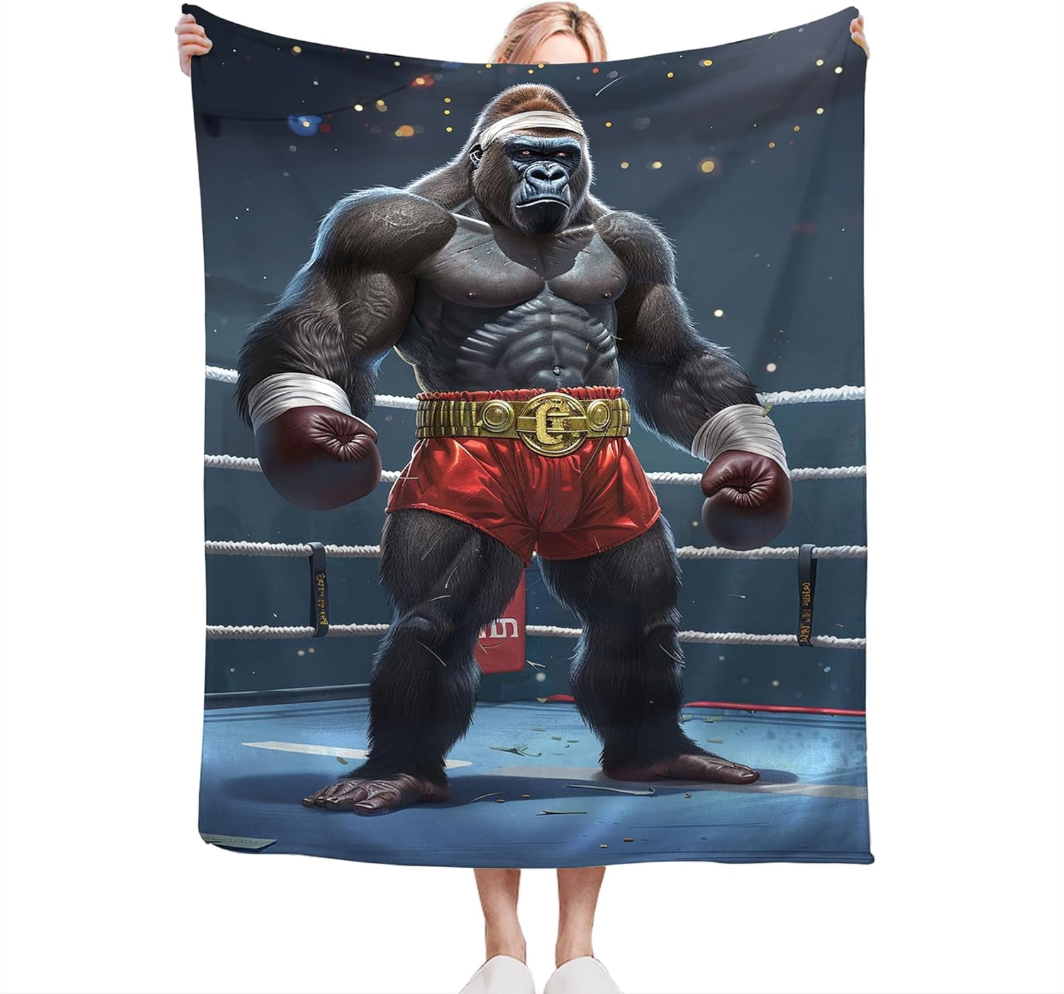 Gorilla Boxing Blanket Funny Boxing Throw Blanket Boxing Gifts and Decor Boxing Blanket for Men Boys Girls Women Soft Warm Cozy Fleece Blanket for Couch Sofa \u200bBed 80"x60"