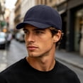 thumbnail image 2 of Xijirk Herringbone Baseball Cap Textured Curved Brim Dad Hat for Daily Casual Street Travel Outdoor Wear,Navy,One Size, 2 of 6