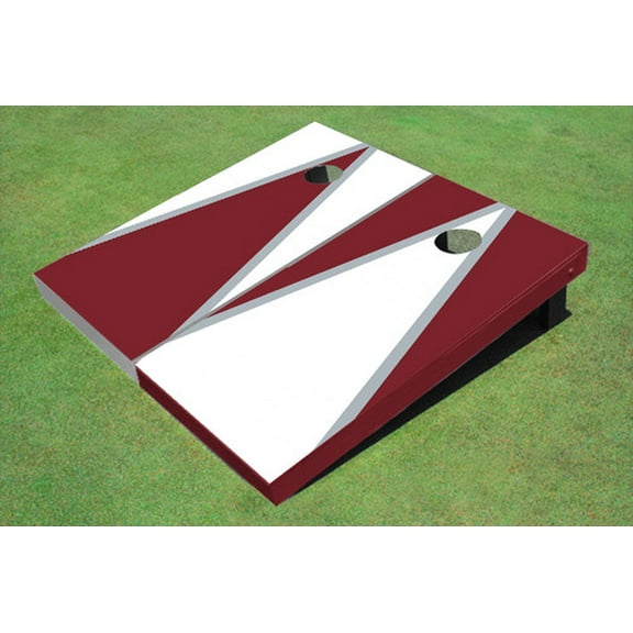 White And Maroon Alternating Triangle Custom Cornhole Board