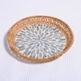 thumbnail image 2 of Hand-Woven Rattan Serving Tray, Shell Basket Rattan Round Serving Tray, Coffee Tray Decor for Serving Coffee, Drinks, Bread, Fruit, Vegetables, Snacks, 2 of 7