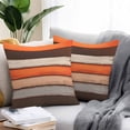 thumbnail image 2 of Coastal Style Outdoor Pillow Covers Set of 2 Vintage Orange Brown Stripe Wood Texture Waterproof Throw Pillow Case Decorative Square Cushion Cover for Patio Couch Garden Balcony, 20"x20", 2 of 9