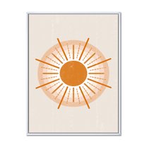 Designart 'Orange Radiant Sun II' Modern Framed Canvas Wall Art Print