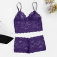 thumbnail image 2 of Lingerie Sets for Women New Fashion Lace Lingerie Underwear Sleepwear Steel Ring Pajamas Garter Bra Set, Color:Purple, Size:3XL, 2 of 7