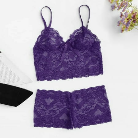 Women Floral Embroidery Sleepwear Fashion Bra & Brief Sets Lace Ring Pajamas Underwear Garter Sexy Shorts Lingerie Set 2 PC Xinyi