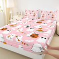 thumbnail image 4 of Homewish Cute Cartoon Halloween Ghost Bed Sheets,Pumpkin Bat Banner Print Full Size Sheets,Blush Pink,4-Piece,1 Flat Sheet,1 Fitted Sheet and 2 Pillowcases, 4 of 6