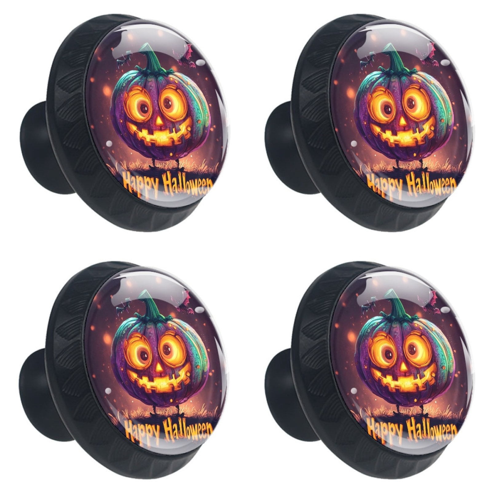 4 Pcs Happy Halloween Knobs for Kitchen Cabinet Cupboard Dresser Bookcase Drawer Pulls Handles Round Home Decor