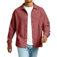 thumbnail image 6 of Dwellite Men's Button Down Shirt 2026 Spring Fashion Jacket Casual Long Sleeve Lightweight Solid Color Shirts Wine XL, 6 of 7