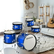Gammon Percussion 5pc Junior Drum Set - Beginner Kit with Stool & Stands - Blue