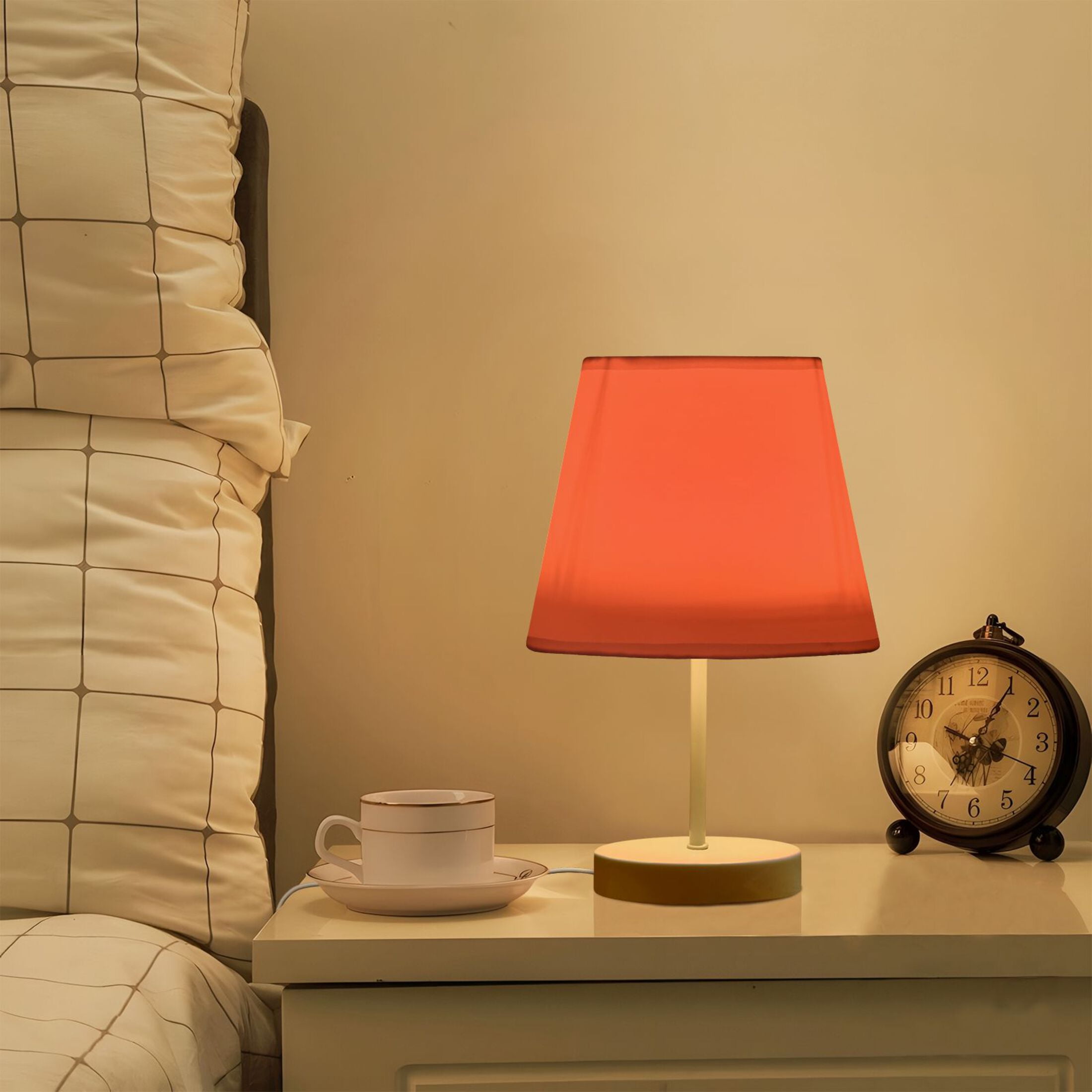 LED Desk Lamp Pastel Red Table Nightstand Lamps with 3 Color Temperatures for Home Bedroom Living Room Decor 8x12