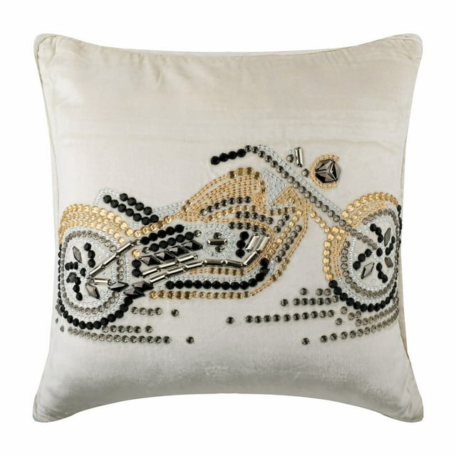 The HomeCentric Pillow Case, Euro Sham Cover, Decorative Pillow Covers Pack of 2, 24x24 inch (60x60 cm) White, Velvet Throw Pillow Covers, Handmade Pillow Covers, Modern, Abstract - Crystal Motorbike