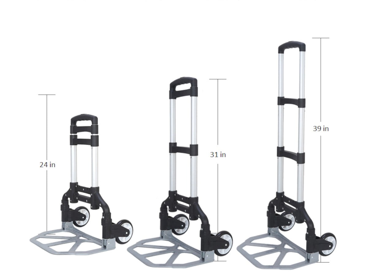 MPM Foldable Hand Truck and Dolly Cart, Aluminum Luggage Trolley, Lightweight Folding Hand Cart, Multipurpose Use For Office, Travel, Moving and Indoor Outdoor Home