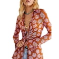 thumbnail image 1 of ZAXARRA Womens Button Down Shirt Casual Print Ruched Long Sleeve Button Up Shirt Ladies Work Blouses Loose Fit Tops, 1 of 4