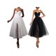 thumbnail image 5 of Vestido de cóctel para mujer, tirantes finos, escote corazón, abertura lateral, malla, color sólido, tirantes, falda XBTCLXEBCO M;Blanco, 5 of 6