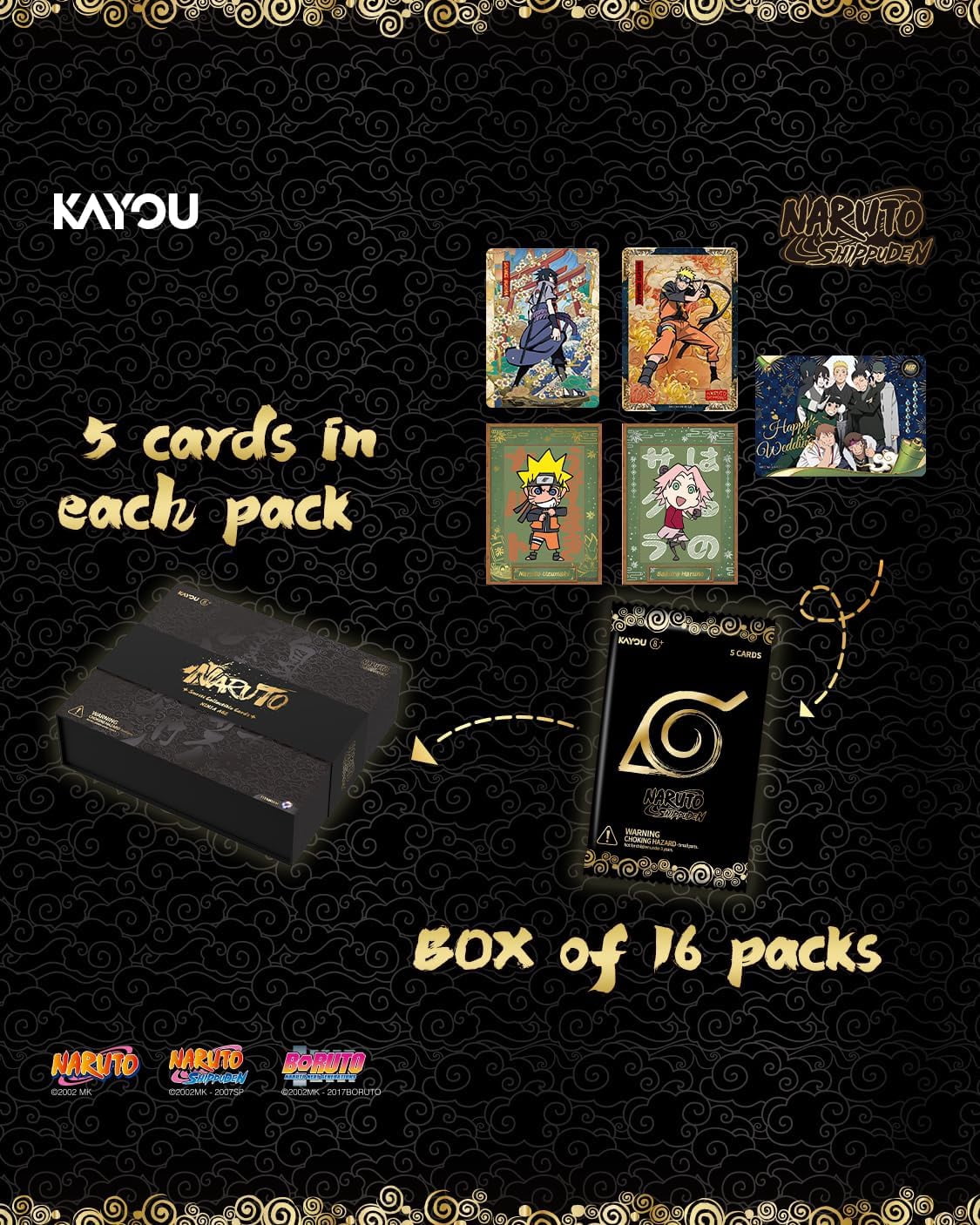 Kayou Naruto Shippuden Smriti Ninja Age Premium Collector Box – 16 Packs, 81 Cards, English US Version