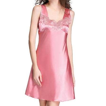 

Women Nightgown Sleeveless Lightweight Silky Night Sleepwear Short Chemise
