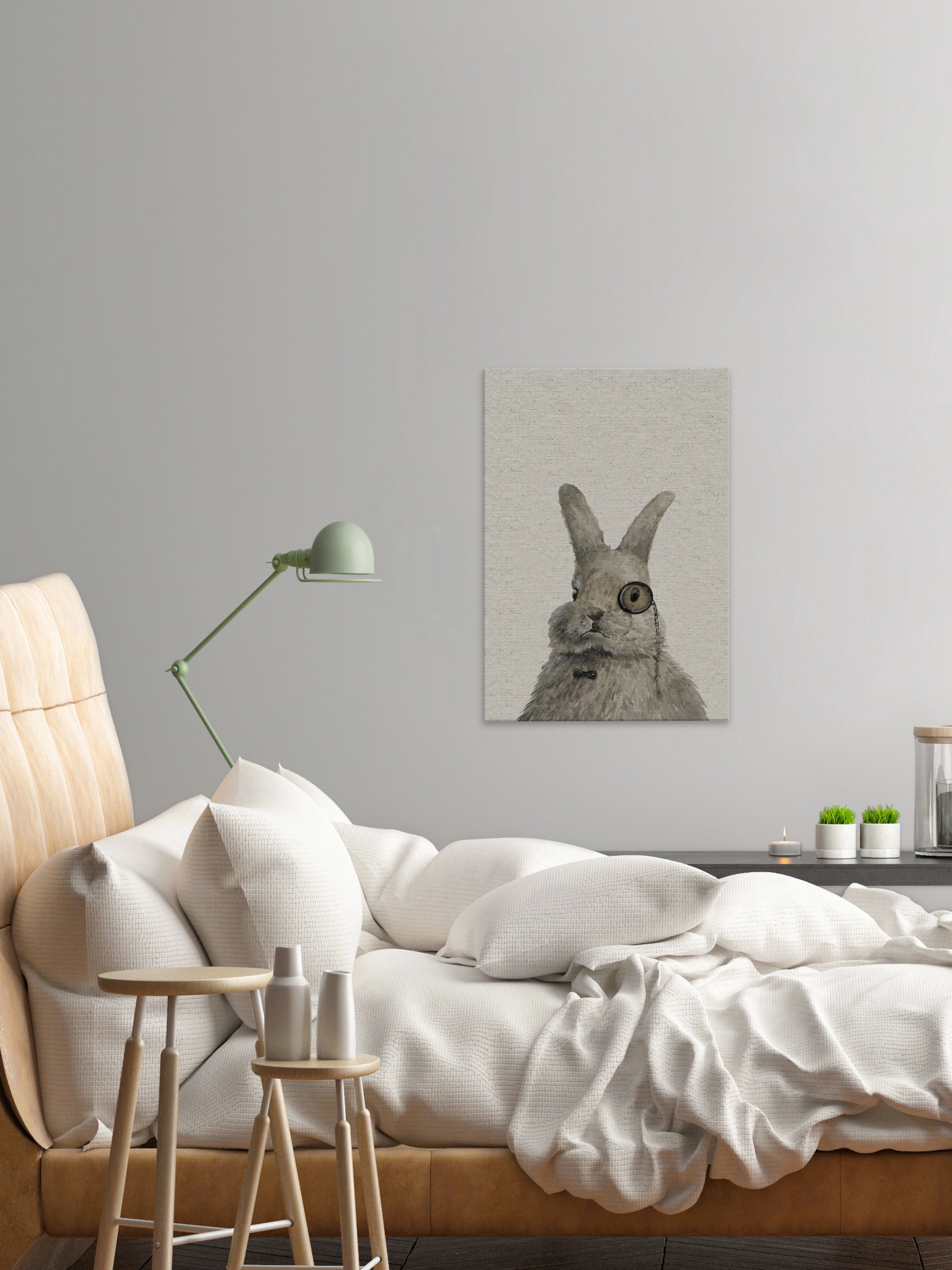 Bunny the Librarian Painting Print on Wrapped Canvas
