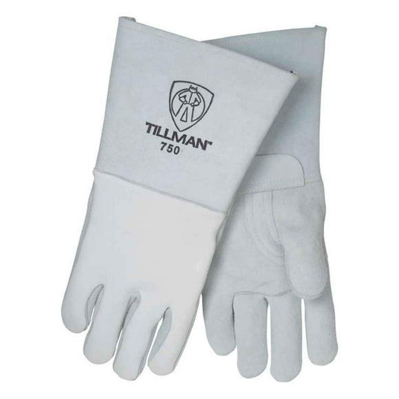 John Tillman Medium 14" Pearl Gray Premium Elkskin CottonFoam Lined Stick Welders Gloves with Welted Fingers and Kevlar Thread Locking Stitch (TIL750M)