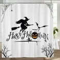 thumbnail image 3 of Happy Halloween Shower Curtain Magic Witch Broom Spider Web Pumpkin Bat Shower Curtains with Hooks for Bathroom Decor 72"x72", 3 of 7