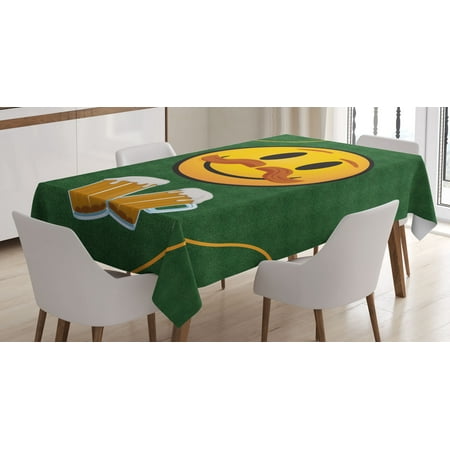 

Emoji Tablecloth Oktoberfest Beer Lover Themed Smiling Funny Face with a Mustache German Art Rectangular Table Cover for Dining Room Kitchen Decor 60 X 90 Forest Green Mustard by Ambesonne