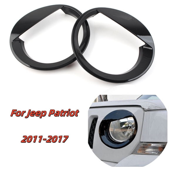 Black Front Light Headlight Angry Bird Style Trim Cover Bezels for Jeep Patriot