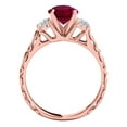 thumbnail image 3 of Aonejewelry 0.70 Carat Ttw Diamond and Round Shaped Created Ruby Ring In 10K Rose Gold, 3 of 4