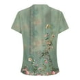 thumbnail image 4 of Fengqque 2025 Women's New Round Neck Pleated Tunic Top Curved Hem Printed Blouse, 4 of 5