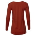 thumbnail image 3 of A2Y Women's Basic Solid Soft Cotton Long Sleeve V-neck Top T-shirt Dark Rust 2XL, 3 of 3