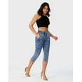 thumbnail image 5 of roswear Women's Capri Petite Jeans High Waisted Pull on Stretchy Denim Pants with Drawstring, 5 of 6
