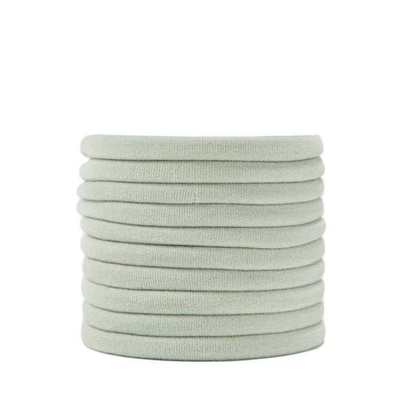 Firefly Hope 50PCS Greyish Green Cotton Seamless Hair Bands for Women, 2.4 Inch Diameter Elastic Ponytail Holders, No-Damage Styling Elastics for Thick Hair