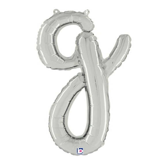 24 inch Script Letter G Silver (Air-Fill Only) Betallic Foil Mylar Balloon - Party Supplies Decorations